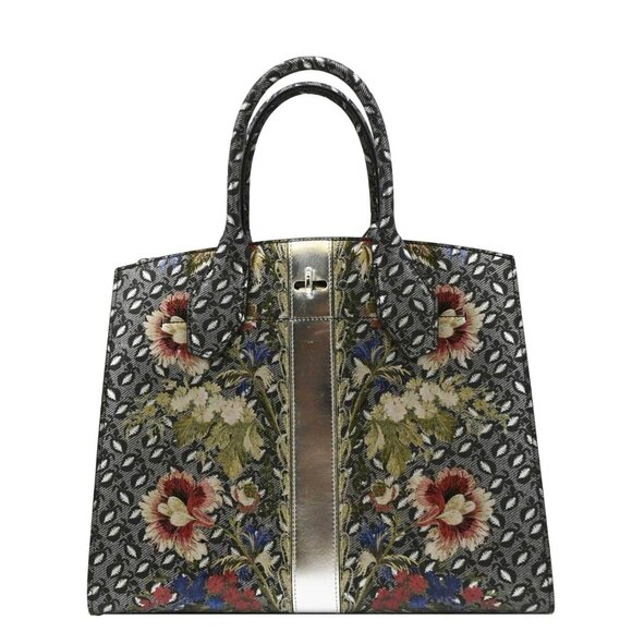 LOUIS VUITTON  City Steamer Floral Print Canvas Tote Bag Grey/Silver - Picture 4 of 13
